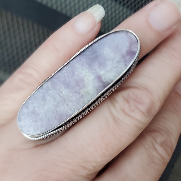 New Oversized Lepidolite 925 Silver Ring. - Picture 8 of 10